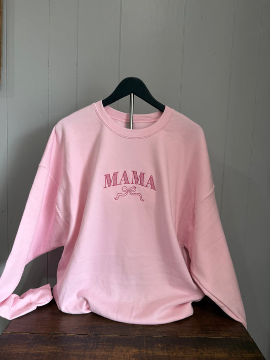 MAMA Embroidered Bow Sweatshirt
