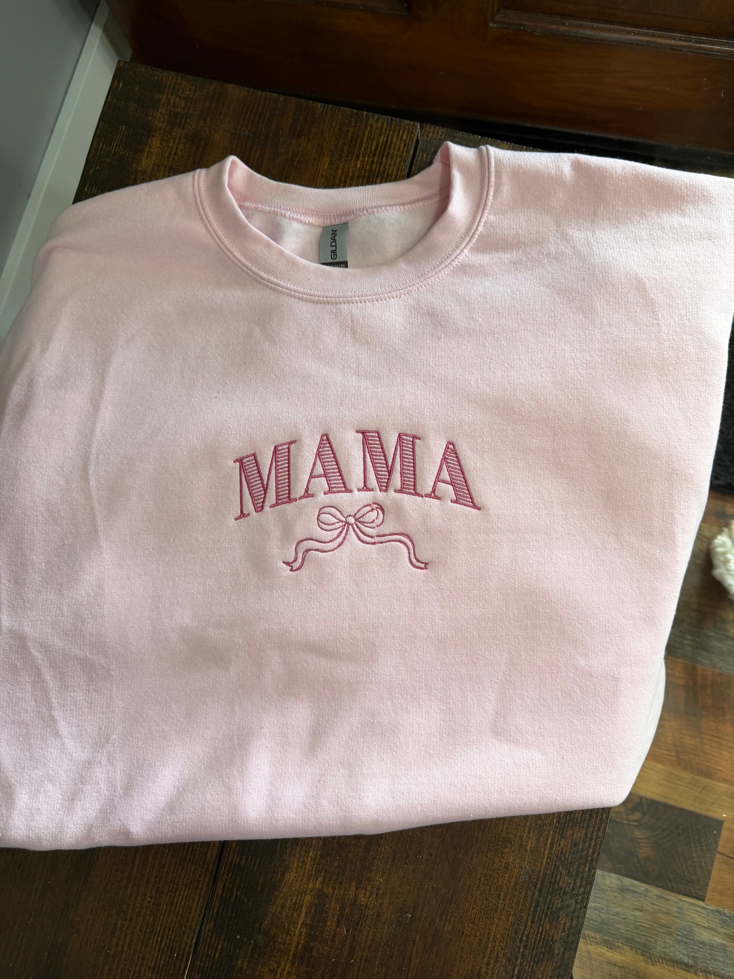 MAMA Embroidered Bow Sweatshirt